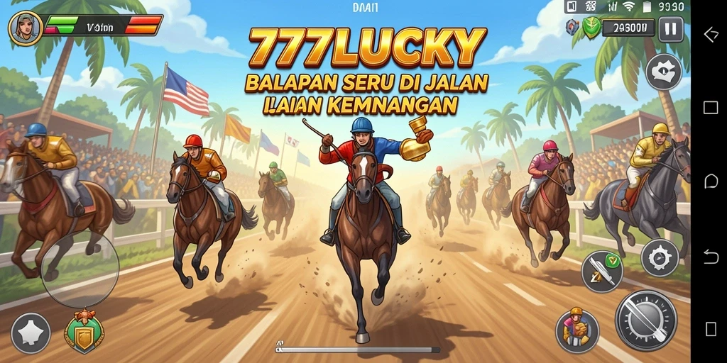 Gameplay 777LUCKY menampilkan aksi balapan yang mendebarkan.
