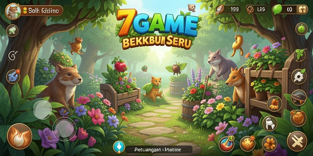 Tangkapan layar gameplay 7GAME menampilkan petualangan berkebun yang seru.