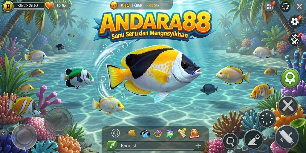 Tampilan gameplay ANDARA88 yang seru saat menangkap ikan.