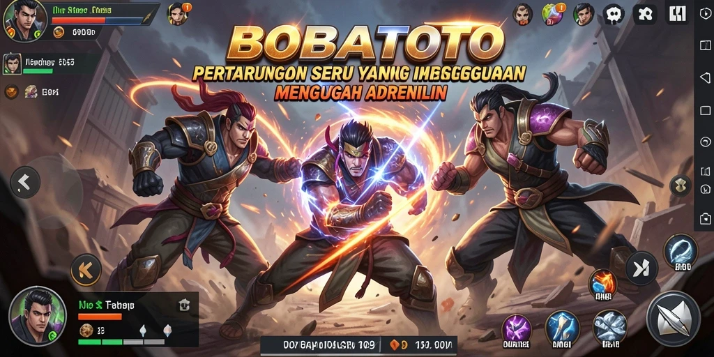 Tangkapan layar utama BOBATOTO menampilkan aksi pertarungan yang mendebarkan.
