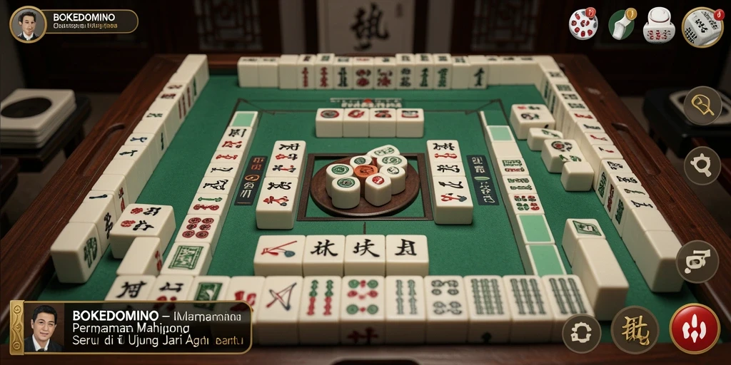 Tampilan BOKEDOMINO dengan gameplay Mahjong yang mengasyikkan.