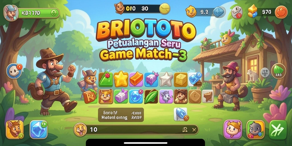 Screenshot gameplay BRIOTOTO dengan elemen Match-3 yang seru.