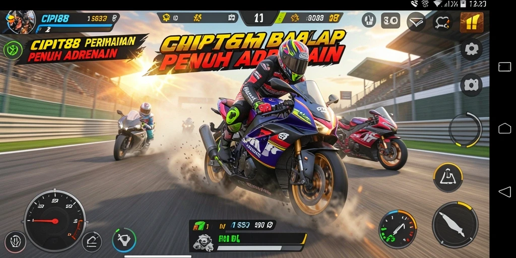 Gameplay mendebarkan dari balapan motor di CIPIT88.