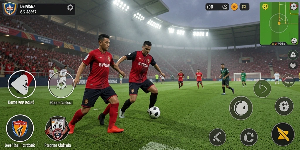 Tampilan gameplay mendebarkan dari game sepak bola DEWI567.