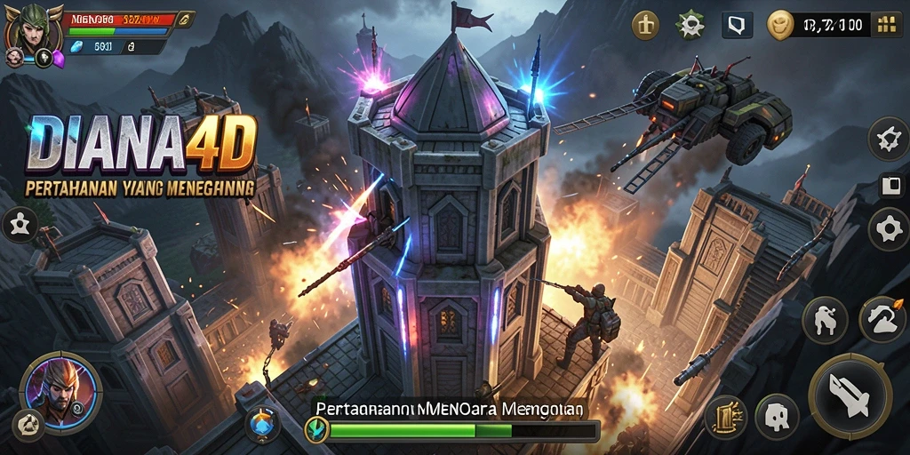 Tampilan gameplay menegangkan dalam DIANA4D Tower Defense.
