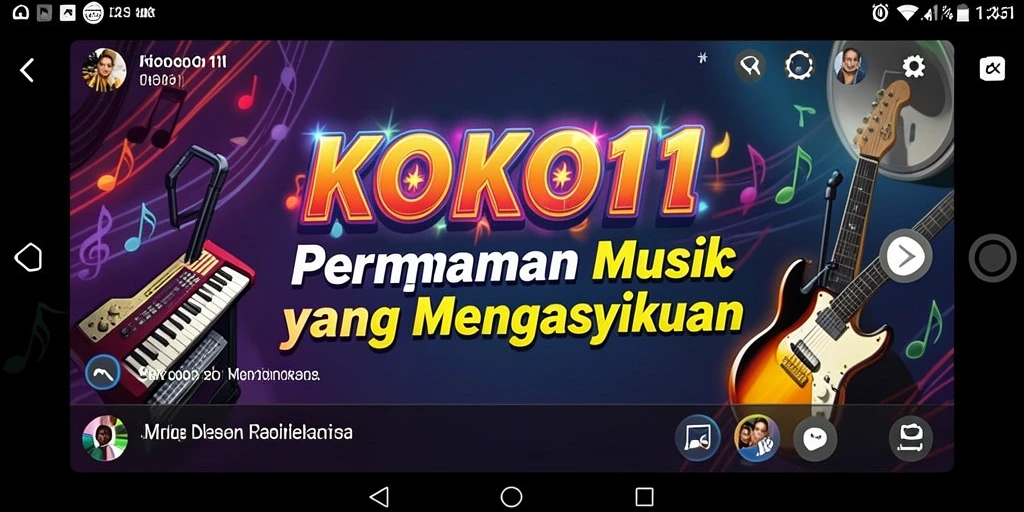 Screenshot permainan KOKO11 yang menampilkan interaksi musik yang seru.