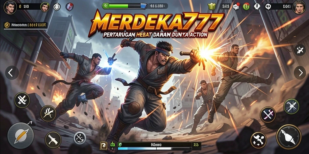 Tampilan gameplay seru dari MERDEKA777 dengan pertarungan intens.