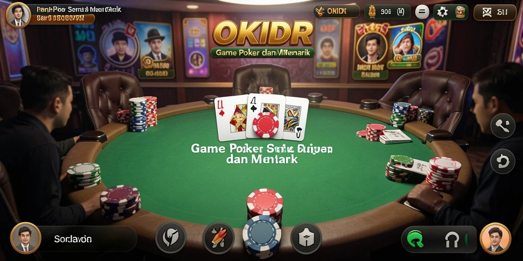 Screenshot OKIDR menampilkan aksi mendebarkan di meja Poker.