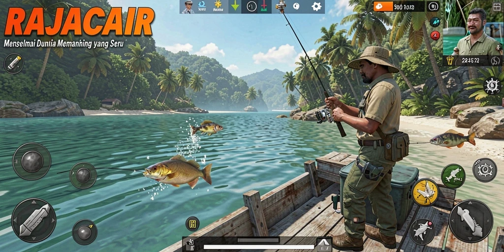 Tangkapan ikan di tengah suasana alam yang indah.
