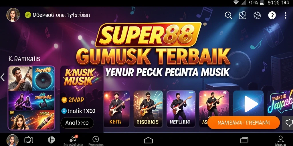 Screenshot utama SUPER88 menunjukkan gameplay musik yang seru dan interaktif.