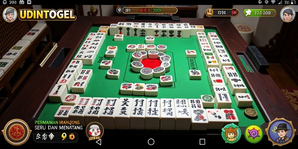 Tampilan gameplay seru UDINTOGEL dengan desain Mahjong yang menarik.